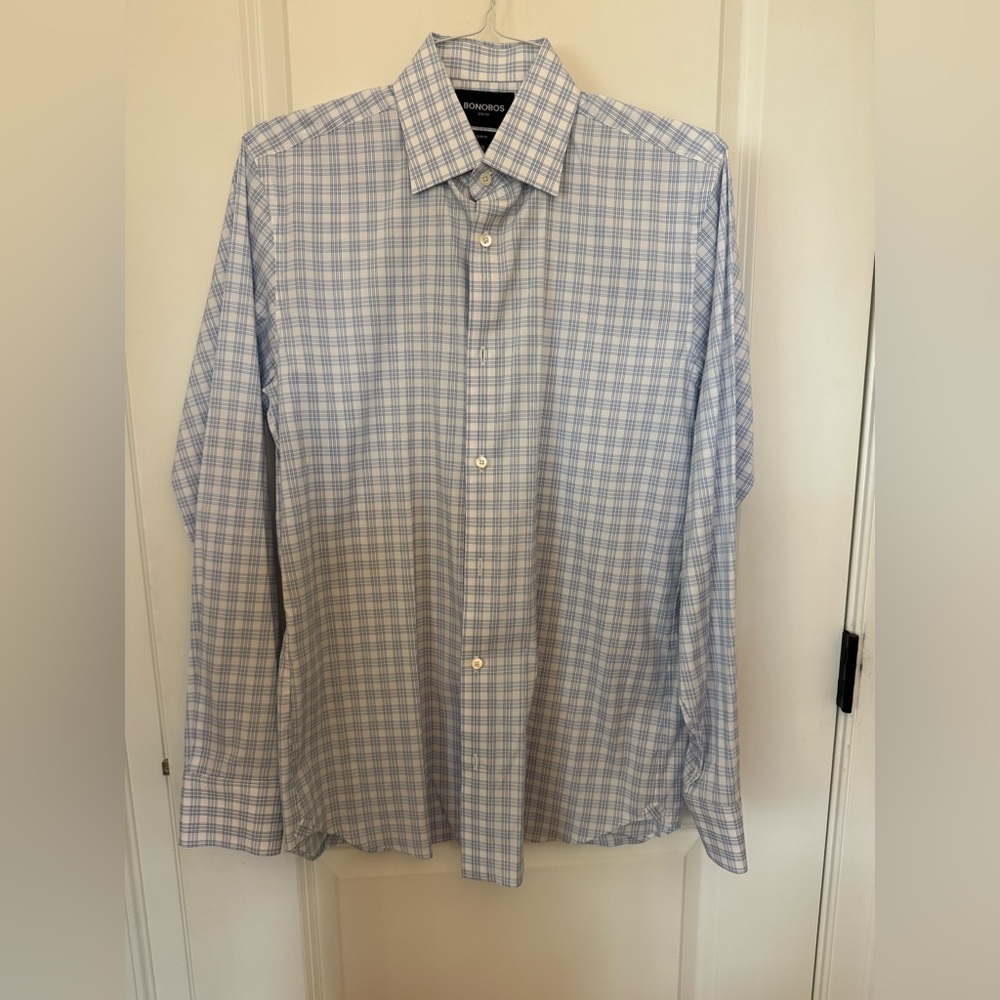 Bonobos Men's Slim Fit Blue Dress Shirt 16 x 36
